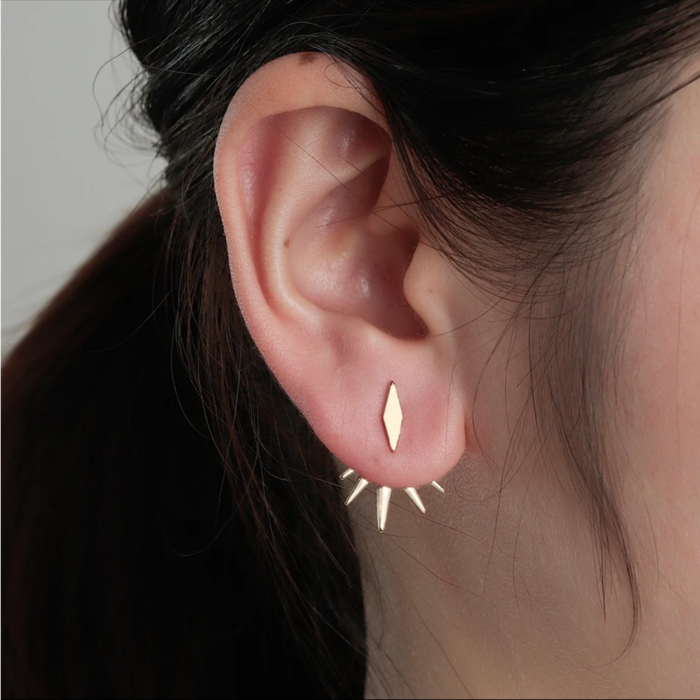 “Northern Star” Unique Edgy Minimalist Pointy Sterling Silver Gold Stud Earrings